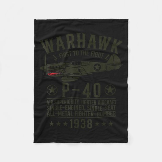 P-40 Warhawk Ww2 Fighter Aircraft First To The Fig Fleece Deken (Voorkant)
