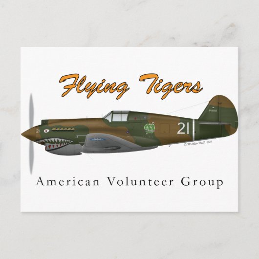 P-40B vliegende trekkers Briefkaart (Voorkant)