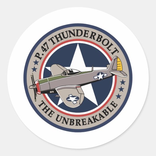 P-47 Thunderbolt Ronde Sticker (Voorkant)