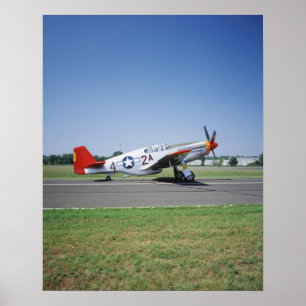 P-51 C Tuskegee Red Tail-vliegtuig bij de CAF Air Poster