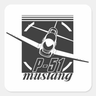 P-51 mosterang vierkante sticker