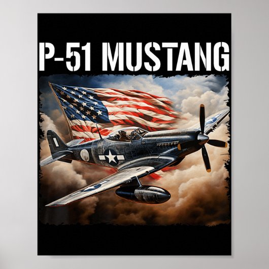 P-51 Mustang Amerikaans WW2 gevechtsvliegtuig P-51 Poster (Voorkant)
