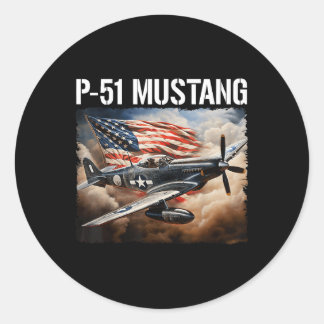 P-51 Mustang Amerikaans WW2 gevechtsvliegtuig P-51 Ronde Sticker