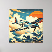 P-51 Mustang in Ukiyo-e Art Canvas Afdruk (Voorkant)