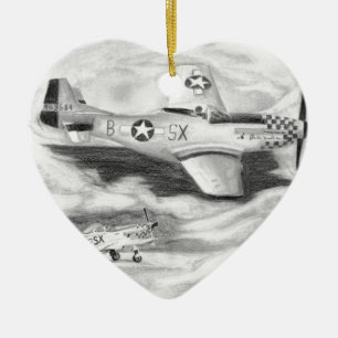 (P-51) Mustang Keramisch Ornament