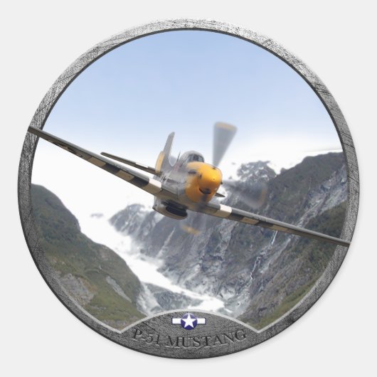 P-51 Mustang Ronde Sticker (Voorkant)