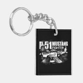 P-51 Mustang Square (dubbelzijdige) Sleutelhanger (Voorkant Links)