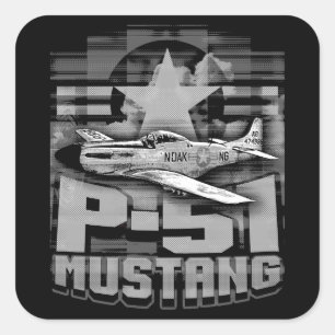 P-51 Mustang Vierkante Sticker