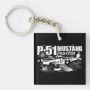 P-51 mustang Vierkante (tweezijdige) Keychain