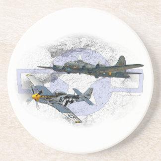 P-51 Mustang-vliegescorte Zandsteen Onderzetter
