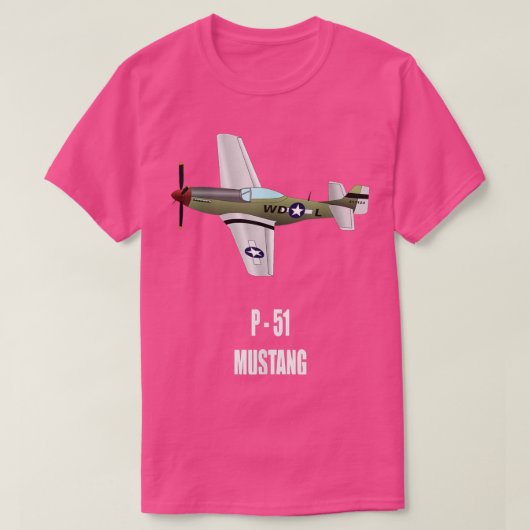 P-51 MUSTANG WORLD WAR II MILITARY AIRPLANE SHIRT  (Design voorkant)
