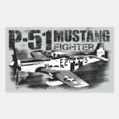 P-51 Stickers Rectangle de Mustang (Devant)