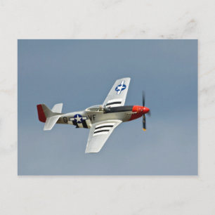 P-51D Mustang jager met D-Day markeringen vliegend Briefkaart
