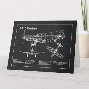 P-51D Mustang - Vliegtuigblauwdruk PD Bedankkaart