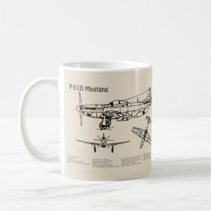 P-51D Mustang - Vliegtuigblauwdruk SD Koffiemok