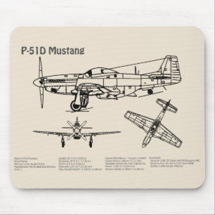 P-51D Mustang - Vliegtuigblauwdruk SD Muismat