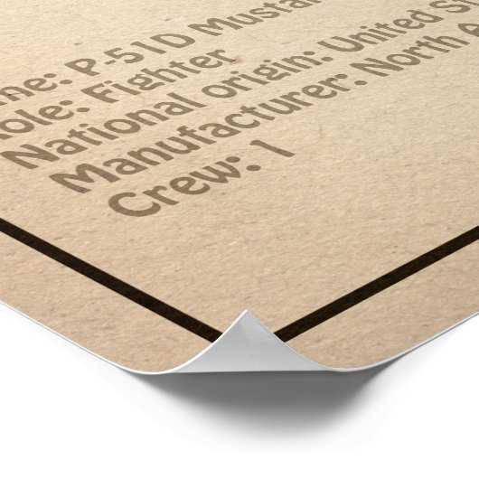 P-51D Mustang - Vliegtuigblauwdruk SD Poster (Hoek)