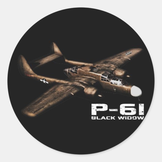 P-61 zwarte weduwe ronde sticker (Voorkant)