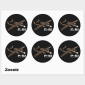 P-61 zwarte weduwe ronde sticker (Vel)
