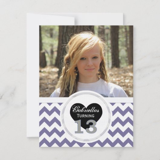 P & B Chevron Pattern 13th Birthday Invitation Kaart (Voorkant)