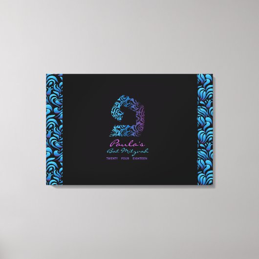 P Betaal Hebreeuwse Letter Bat Mitzvah Inlogbord Canvas Afdruk (Voorkant)