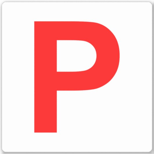 P Bord wit / rode Sticker (Voorkant)