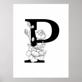 P botanisch monogram. Letter-initiaal met pinda's Poster
