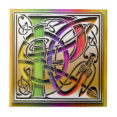 P Celtic Rainbow Custom Monogram Tile Tegeltje (Voorkant)