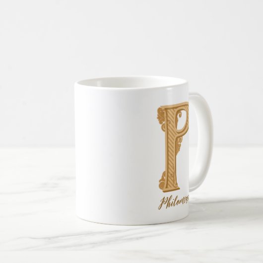 P classique nom initial Café Mug (Devant droit)