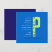 P Collection initiale Bar Mitzvah Invitation (Devant / Derrière)