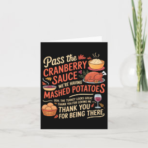 P De Cranberry-saus Funny Thanksgiving Lange Mouwe Kaart