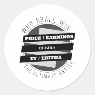 P/E-ratio versus EV/EBITDA-ratio Ronde Sticker