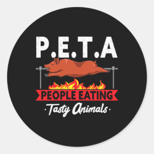 P.E.T.A. Mensen Eten Smakelijke Dieren BBQ Grill S Ronde Sticker