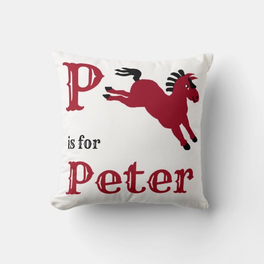 P est pour bébé garçon Pierre Coussin de lancer (Recto)