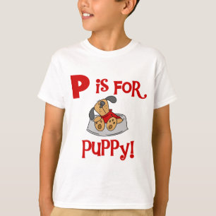 P est pour des T-shirts et des cadeaux de chiot