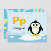 P est pour Penguin - Carte Flash Alphabet (Devant / Derrière)