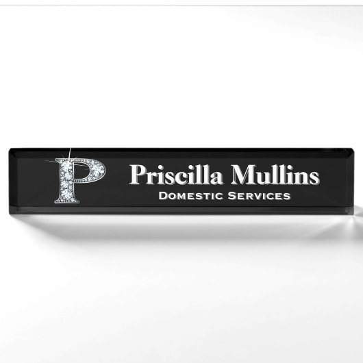 P Faux Diamond Desk Plaque d'identification (Devant)