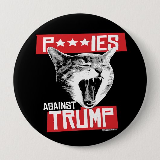 P***IES TEGEN TRUMP RONDE BUTTON 4,0 CM (Voorkant)
