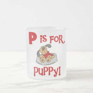 P is voor de T-shirts en de Giften van het Puppy Matglas Koffiemok