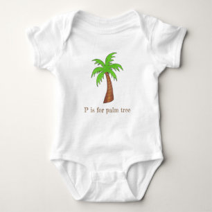 P is voor Palm Tree Tropical Island Palmtree Green Romper