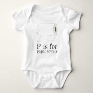 P is voor PAPER TOWELS Kitchen Roll ABCs Romper