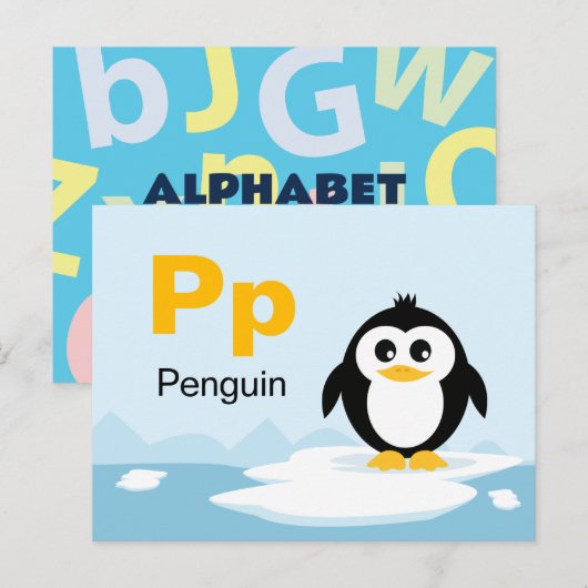 P is voor Penguin - Alphabet Flash Kaart (Voorkant / Achterkant)