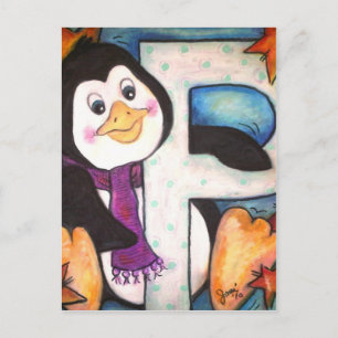 P is voor Penguin Briefkaart