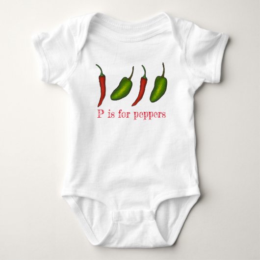 P is voor Peppers Chili Jalapeño Veggie Letter P Romper (Voorkant)