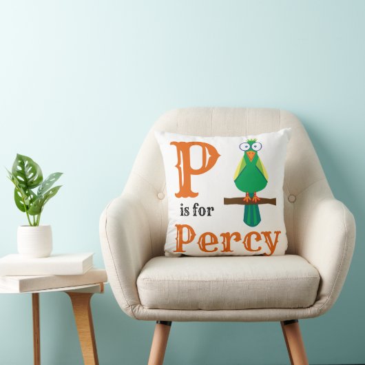P is voor Percy baby jongen Kussen (Stoel)