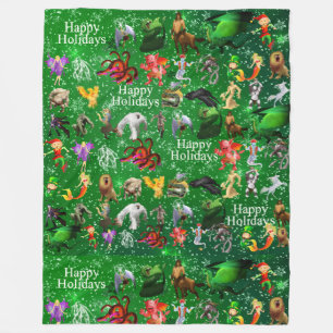 P is voor Phoenix kerstgeblindeerde (Groen) Fleece Deken