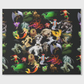 P is voor Phoenix Wrapping Paper (Zwart) Cadeaupapier (Vlak)