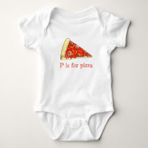 P is voor Pizza Pepperoni Cheese Slice Foodie ABCs Romper