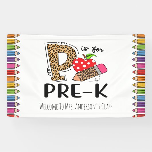 P is voor PRE-K Back To School Welkom Spandoek (Horizontaal)