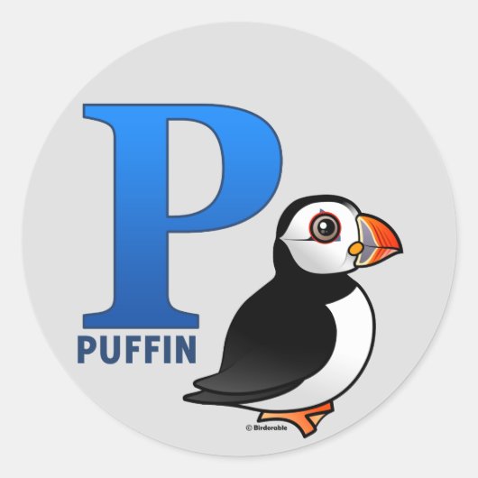 P is voor Puffin Ronde Sticker (Voorkant)